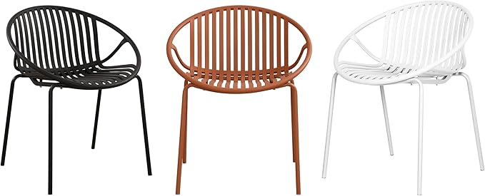 Christopher Knight Home Set of 2 Tita Modern Patio Outdoor Dining Chairs, Stacking Chair, Outside Dinner,Garden/Balcony/Poolside Stackable Accent Chairs,Metal Legs,Plastic Cutout Backrest,Burnt Orange