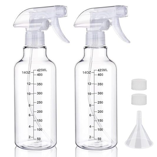 Plastic Spray Bottle 16.9oz Empty Spray Bottles Refillable Container Trigger Sprayer for Cleaning Solutions, Water, Plants, Pet, Essential Oils, Hair, 2 Pack (Clear-scale)
