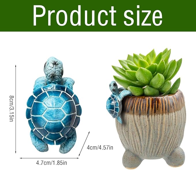 Resin Hanging Sea Turtle for Pot, Tortoise Figure Flower Pot Hugger Plant Pot Hanger Small Statue Terrapin Sculptures for Bonsai Planter Terrarium Garden Decor