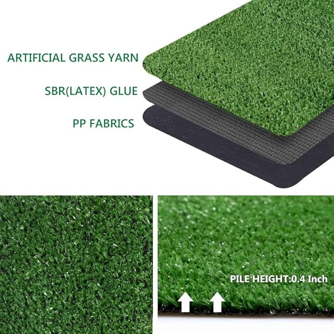 Artificial Grass Synthetic Lawn Outdoor Faux Grass Rug for Patio 0.4 Inch Pile Height 11FTx46FT Astro Turf Grass Roll Carpet Rug Indoor for Bedroom Fake Grass Rug for Pets