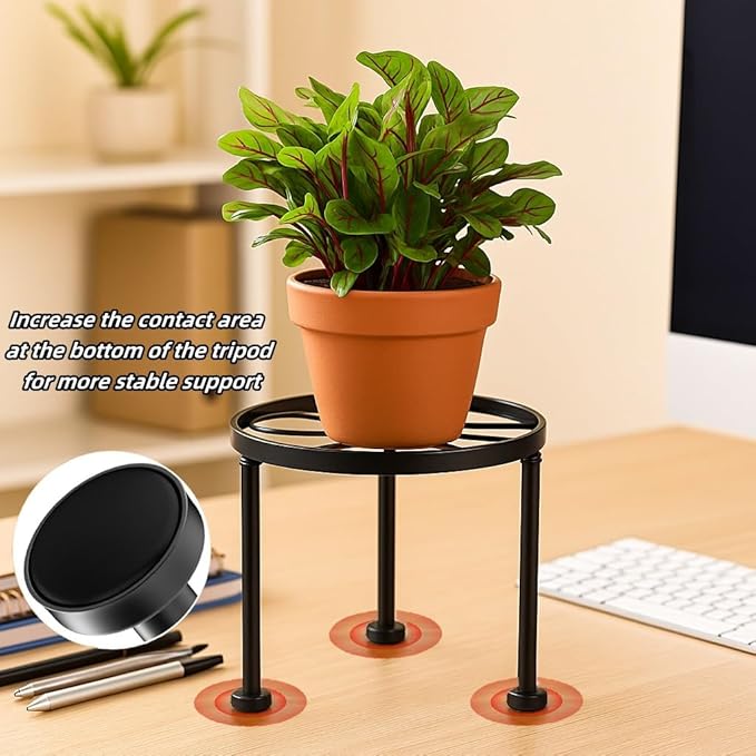 1 Pack Metal Plant Stands, Small Flower Pot Stand for Garden Home, Anti-rust Round Plant holders Display Shelf for Indoor/Outdoor