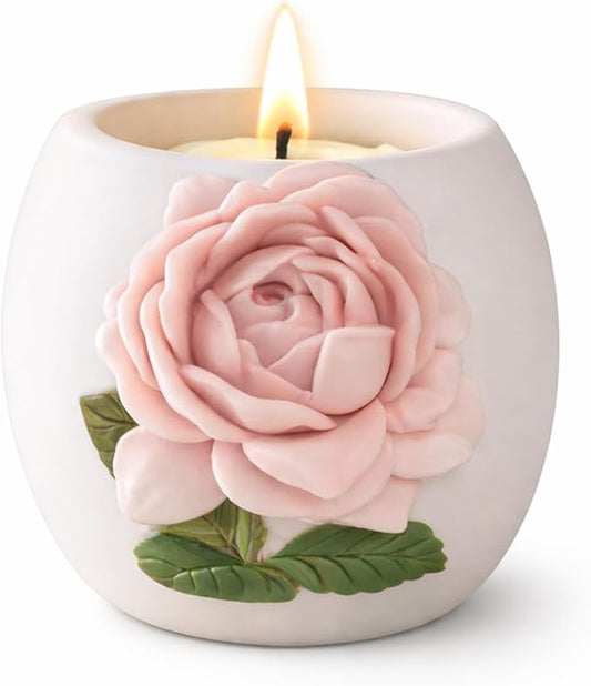 Pink Rose Votive Tea Light Candle Holder & Mini Planter Pot – 4" Wx3.5 H – Decorative Floral Candle Holder – Toothbrush, Pen, Pencil and Makeup Brush Holder – Home Table Décor Gift by SassyXpressions