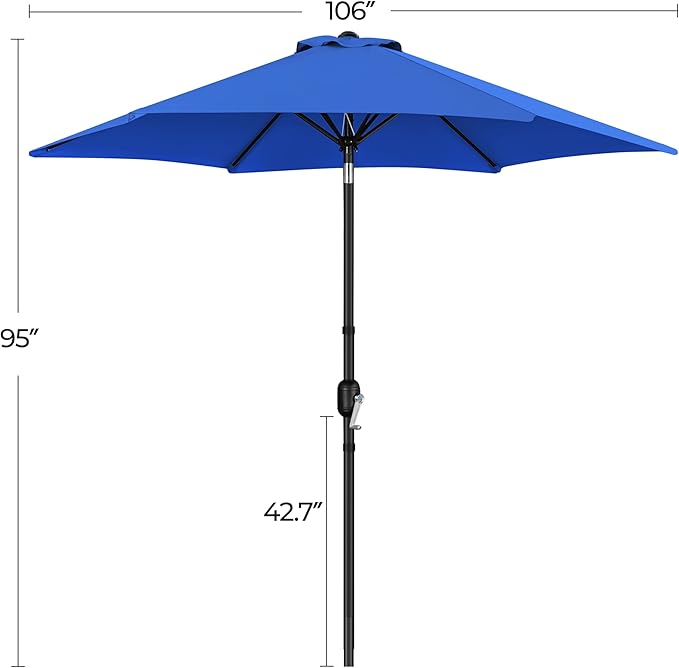 Yaheetech Patio Umbrella, 9FT Outdoor Table Market Umbrella with Push Button Tilt and Crank, Yard Sun Shade UV Protection Waterproof for Garden, Deck, Backyard, Pool