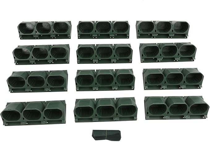Wall Planter with 36 Pots, Wall-Mounted Indoor & Outdoor Flower Pot Holder, Vertical Garden Plastic Planter for Flowers, Vegetables, Grass (Army Green)