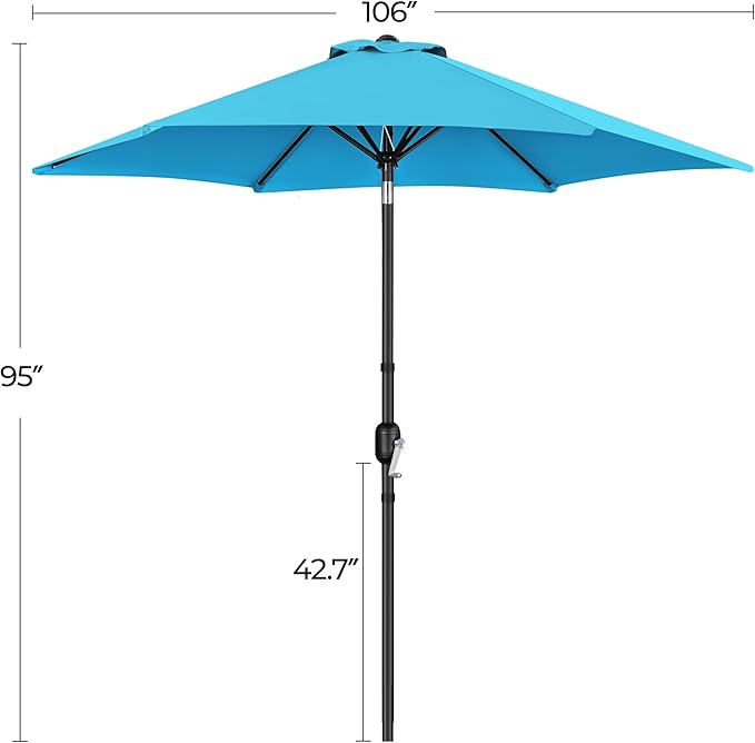Yaheetech Patio Umbrella, 9FT Outdoor Table Market Umbrella with Push Button Tilt and Crank, Yard Sun Shade with Sturdy Ribs for Garden, Deck, Backyard, Pool