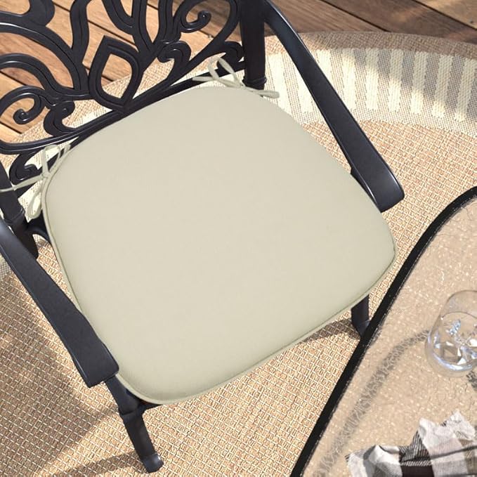 Outdoor Chair Cushions Set of 2,Patio Seat Cushion 17"x16"x2",U-Shaped Dining Chair Cushion 17 by 16 Inch,Water Resistant,Fade-Resistant Chair Pads for Kitchen Garden Furniture(Antique Beige)