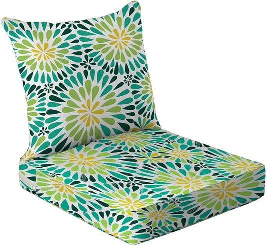 All Smiles Outdoor Chair Cushions for Patio Furniture Set of 24X24 Inch Deep Seat Waterproof Resistant Replacement Cushions with Removable Cover for Seat Yard Garden Deck，Sunflower