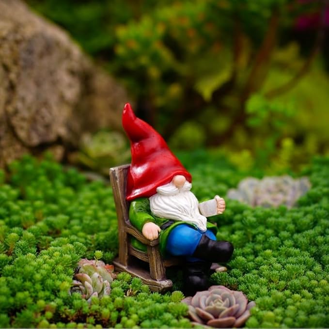 Solar Garden Gnome Statues Miniature Outdoor Christmas Decor Gnome Figurine Lights for Outdoor Home Patio Balcony Yard Lawn for Women Mom Grandma Family Friend 3.66" D x 2.52" W x 4.72" H