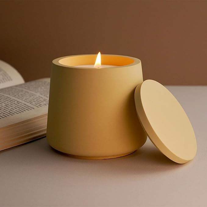 Storage Box with Lids Candle Jar Molds Set, Creative Silicone Candle Vessels Pot Molds, Concrete Round Stripe with Cover Bottle Making Moulds for Storage Candle Holder (O)