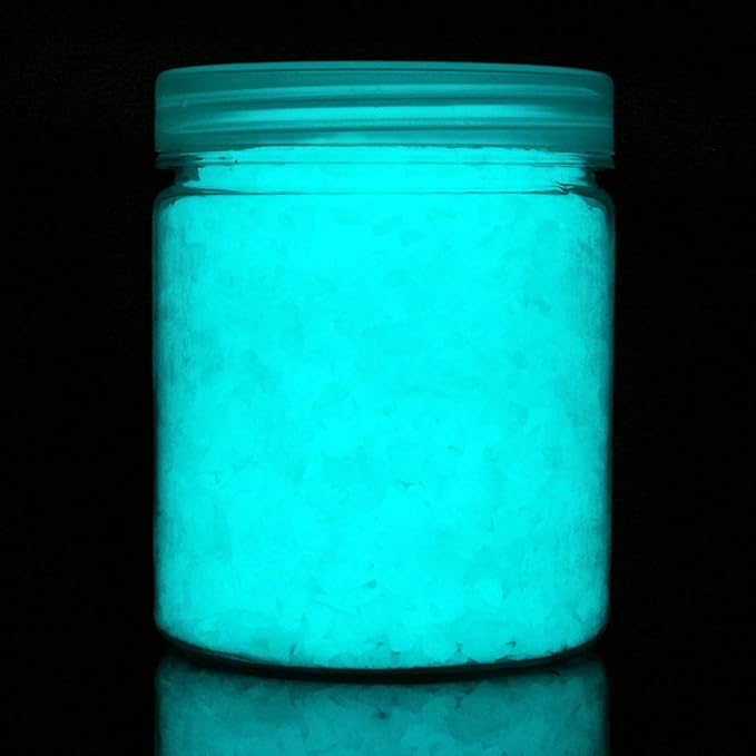 Shiny Stone Glow in The Dark Aquarium Neon Gravel Sand, Decorative Rocks for Fish Tank and Fairy Garden, Home Dec,305g/0.67lbs (3-5mm, Aqua)
