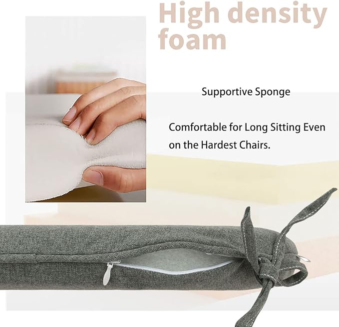 Magpie Fabrics Outdoor/Indoor 17"x16"x2" Chair Cushions with Ties Set of 4, Waterproof All Weather U-Shape Seat Pads Decoration for Patio Garden Furniture Home Office (Dark Grey)