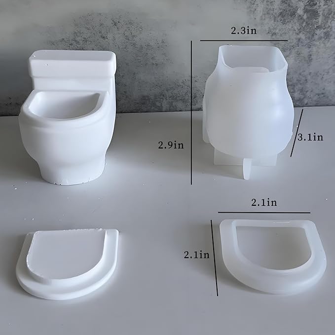 Wehous Creative Toilet Shape Candle Holder Mold, 3D Storage Container Jewelry Box Silicone Molds for Epoxy Resin Casting, Jar Box Planter Trinket Holder Silicone Molds for Resin Concrete Craft Decor