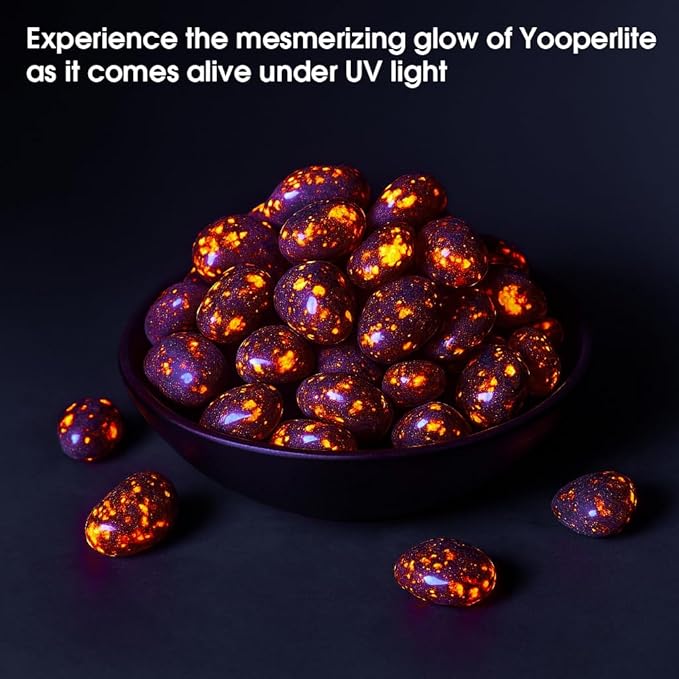 Yooperlite Healing Crystal Stone Set - 24 Pieces, 0.6" Natural & Polished Stones for Healing, Meditation, Reiki, Chakra, Crafting & Decoration