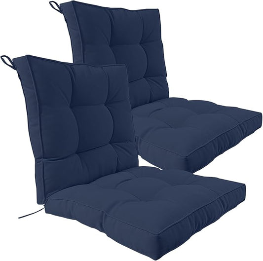 2 Piece Outdoor Patio Chair Cushions, Fade Resistant Outdoor Cushions for Patio Furniture, 6 inch Thickened Rocking Chair Cushions Set (Navy Blue, 24x24x6 inch - 2 Pieces)