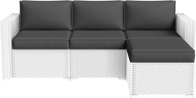 Aoxun Patio Furniture Cushions for Outdoor Furniture Set of 4, Thick Replacement Patio Couch Cushions for Outdoor Furniture, 7-Piece Splashproof Fade Resistant Outdoor Couch Cushions, Grey