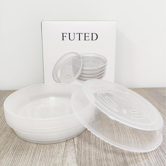 6 Pack Clear Plant Saucer 6 inch, Durable Plastic Plant Trays for Indoor, Round Flower Plant Pot Saucer, Sturdy Plant Water Catcher Tray