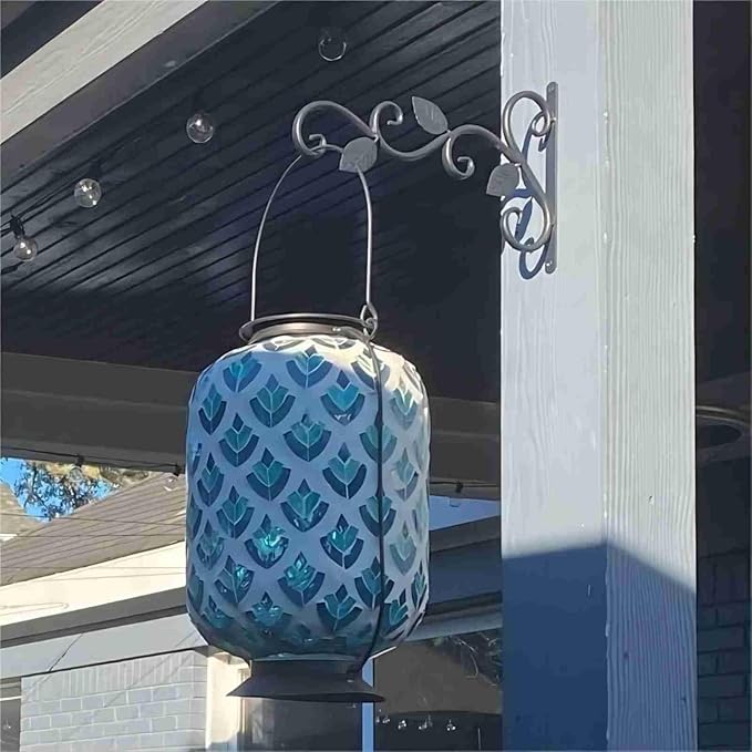 HAKZEON 4 Pack 12 Inches Wall Hook Hanging Plant Bracket, Metal Planter Hook Wall Mounted Elegant Decorative Hanger Hook with Screws, for Lanterns, Planters, Flower Baskets, Wind Chimes, Black