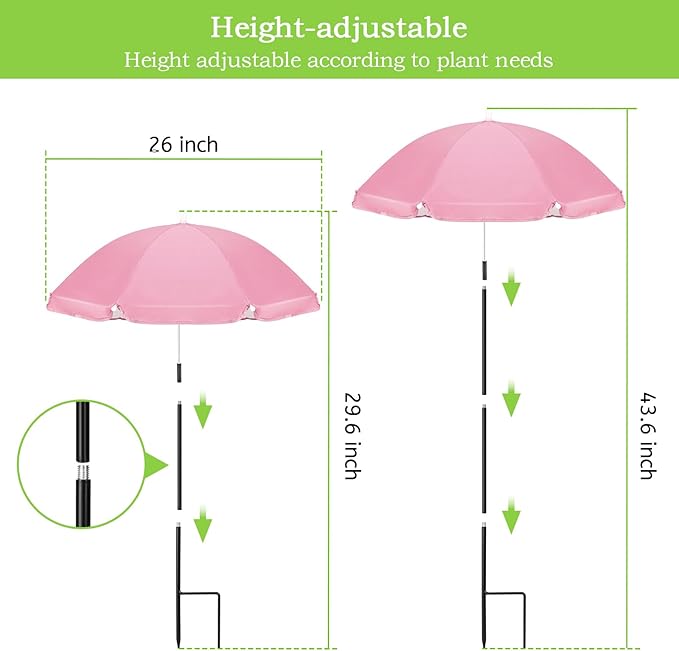 JOLVAK Plant Umbrellas for Outdoor Plants,Adjustable Garden Shade Umbrella for Potted Plants & Garden Beds from Direct Sunlight