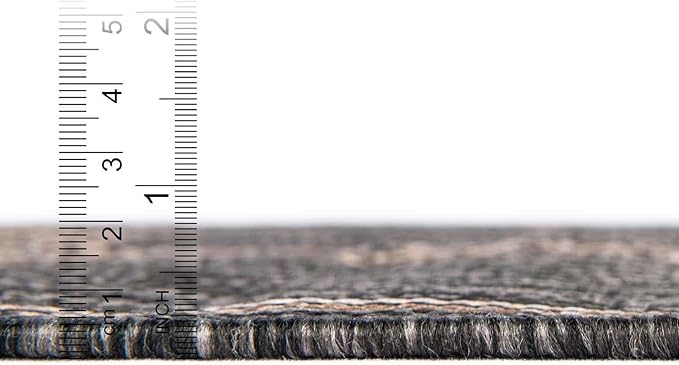 Unique Loom Outdoor Traditional Collection Area Rug - Antique (10' Square Charcoal Gray/Natural)