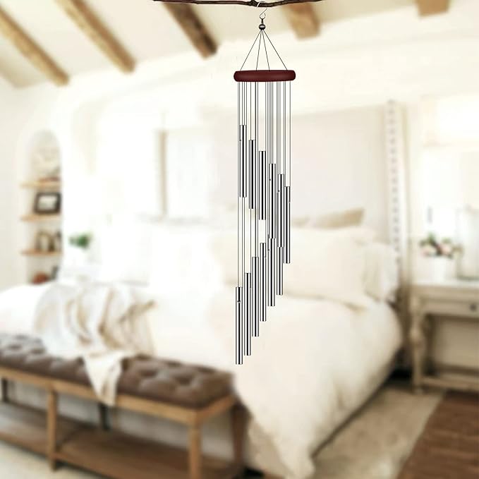 Wind Chimes for Outside, Sympathy Wind Chimes Outdoor Clearance with 12 Aluminum Alloy Tubes and Hook, Memorial Wind Chime Gift Decoration for Home, Patio, Garden, Outdoor