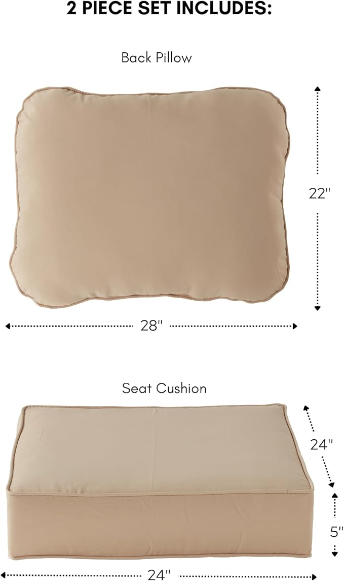 Greendale Home Fashions 2-Piece Outdoor Deep Seat Cushion Set, Sanddollar