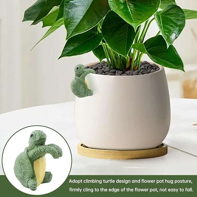 Flower Pot Decorations – Realistic Resin Turtle Statue, Pot Hugger & Hanging Ornament | Lifelike Climbing Design for Garden, Aquarium & Home – Patio Decor Essential