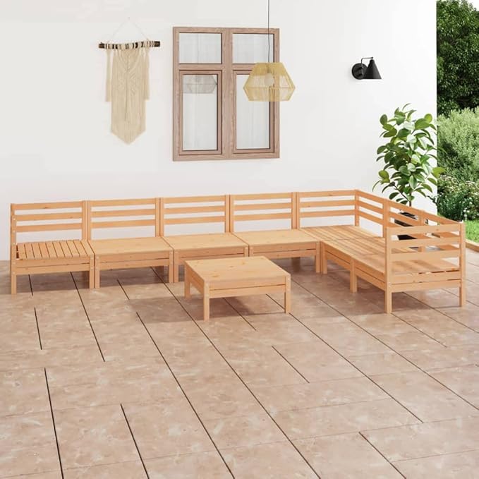 SKM 8 Piece Garden Lounge Set Solid Wood Pine (Weight-67KG)-3019
