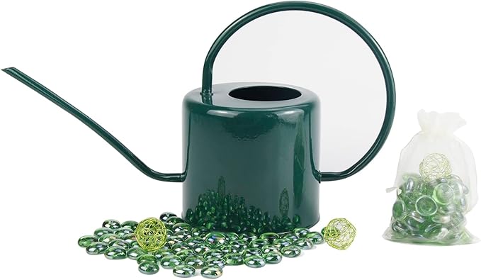 Indoor Watering Can for Houseplants - Long Spout Metal Watering Can for Indoor Plants,Succulents or Outdoor Garden Flower, 1.3L / 40 oz Green
