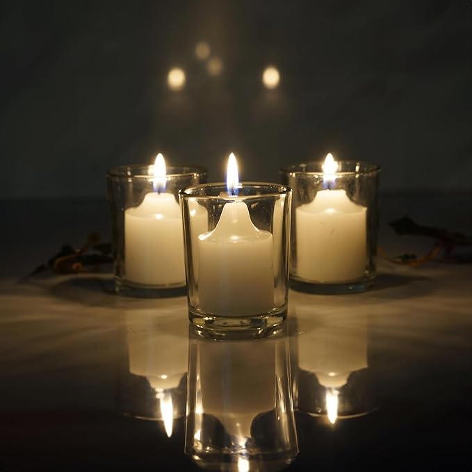 WGV Tea Light Votive Candle Holder 2x2.4, Clear Tiny Utility Cylinder Glass Vase, Small Planter Terrarium for Home Accent Decor, 6 Pieces