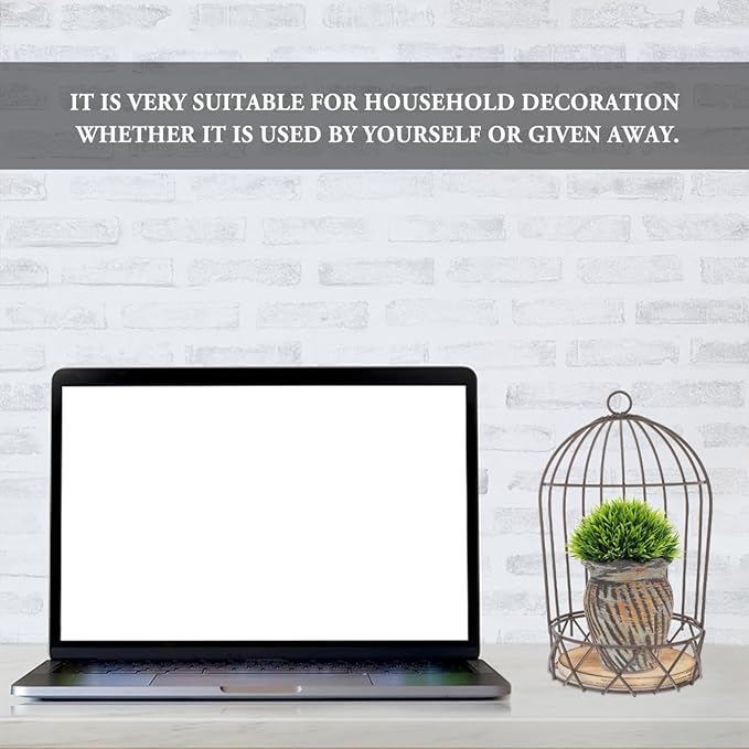 PRETYZOOM Decorative Birdcage Flower Stand Vintage Style Hanging Bird Cage Candle Holder Mini Succulent Planter for Home D Cor and Festival Table Centerpiece 4.7X4.7X9.4 Inches