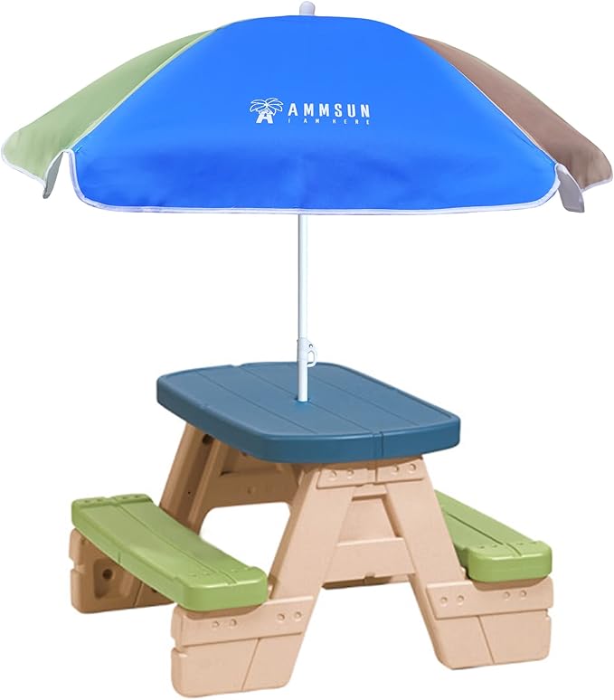AMMSUN 5ft Seaside Beach Umbrella for Sand and Water Table - Kids Durable Umbrellas for children Beach Camping Garden Outdoor Play Shade