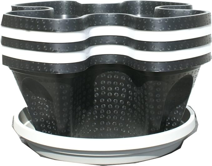 5 Tier Black & Grey Stackable Strawberry Garden - Vertical Gardening Planter Set