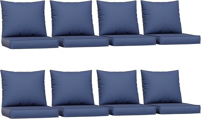 UDPATIO Outdoor Cushions for Patio Furniture Set of 8, 4'' Replacement Cushions for Outdoor Furniture, Water-Resistant Outdoor Sectional Cushions for Sofa Chair, Navy