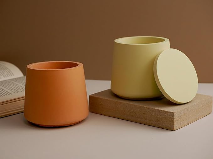 Candle Jar Resin Mold with Lid,Silicone Concrete Molds for Candle Holder,Candle Jar Silicone Mould for Candle Making Supplies