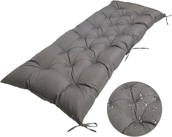 40x20in Waterproof Indoor/Outdoor Bench Cushion, Long Swing Cushion, Non-Slip Thicken Patio Bench Rocking Seat Pad for Lounger Garden Patio Lounger Bench, Wicker Loveseat Settee (Dark Grey)