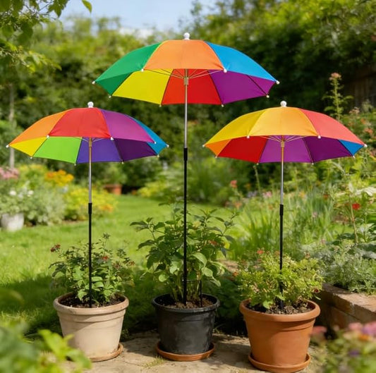 3Pack Plant Umbrellas for Outdoor Plants - 26" Large Sun Shade Cover, 43.3" Tall with Adjustable Angle, Compatible with Potted Plants, Garden Beds & Raised Garden Beds, Defends Against Blazing Sun & Intense Heat (Plant-3)