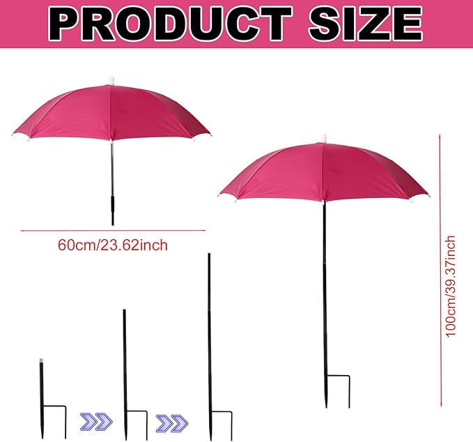 2pcs Adjustable Plant Umbrellas, Waterproof Garden Parasols with Metal Poles & H-Shaped Stakes Outdoor Sun Shade Cover for Potted Plants Flowers Vegetables