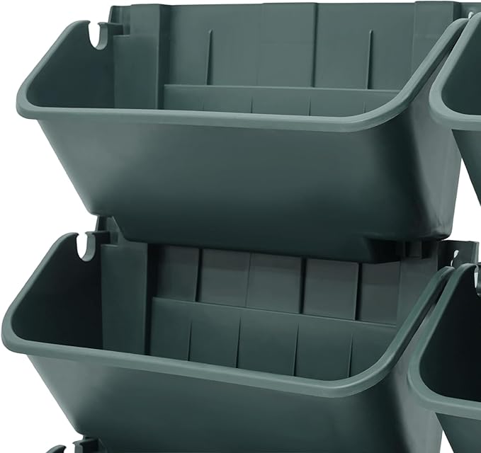 Vertical Wall Planter for Indoor Plant-Walls Mounted Pot with 4 Drainage Tray 16 Pack, 13 inch Dark Green for Decor, Plastic Pots Balcony Planters, Plants Hanging (16, Army Green)