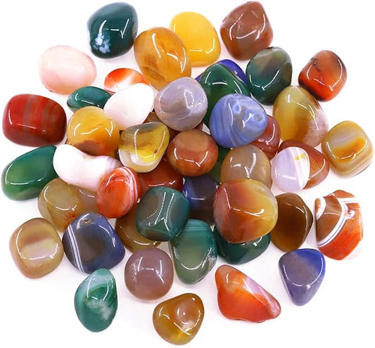 Hilitchi Mixed Agate Stone Tumbled Stones for Plants Cacti & Succulents Bedding, Vase Filler, Landscape Bottom Decoration (About 1lb(455g)/Bag)
