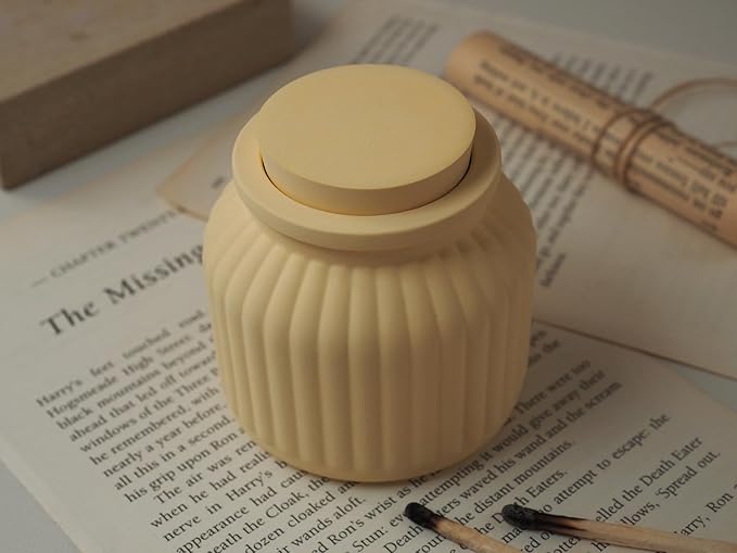 Storage Box With Lids, Silicone Candle Jar Molds Set, Creative Vessels Pot Molds, Concrete Round Stripe With Cover Bottle Making Moulds for Holder (L-2Pcs)