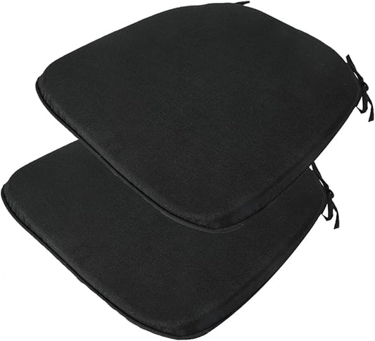 Outdoor Chair Cushions Set of 2,Patio Seat Cushion 17"x16"x2",U-Shaped Dining Chair Cushion 17 by 16 Inch,Water Resistant,Fade-Resistant Chair Pads for Kitchen Garden Furniture(Black)