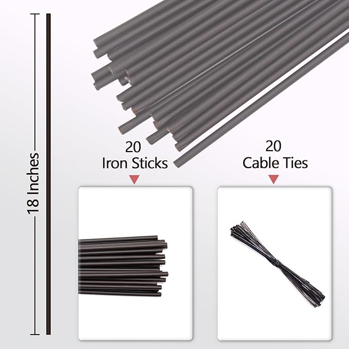 20Pcs Plant Stakes,Plant Sticks,Garden Brown Bendable Single Stem Plant Support Stakes for Indoor and Outdoor Plants,Potted Plants,Flowers Orchid Peony Rose-18 Inches