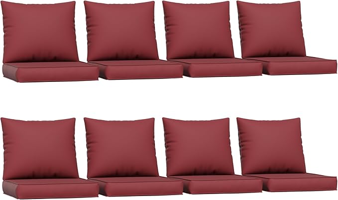 UDPATIO Outdoor Cushions for Patio Furniture, 4'' Replacement Cushions for Outdoor Furniture, Set of 8 Water-Resistant Outdoor Sectional Cushions for Sofa Couch Chair(Burgundy)