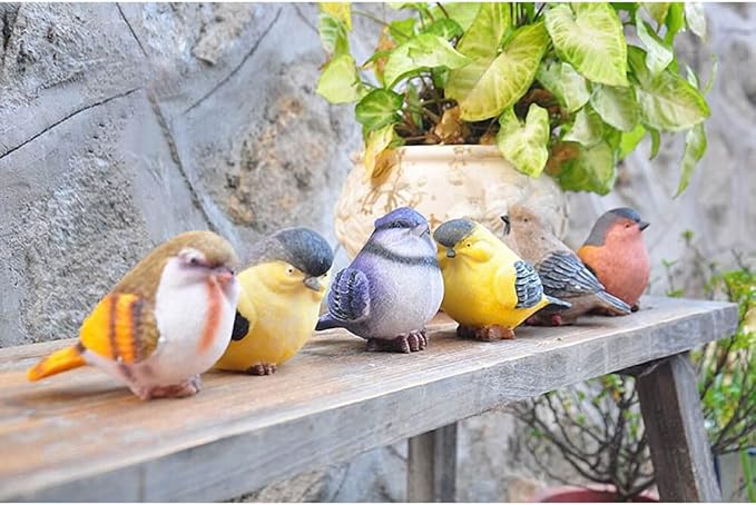 VILIGHT Bird Decor Decorative Birds - Outdoor and Indoor Bird Statues and Figurines - Bird Decorations for Home and Garden - Real Birds Size Set of 6