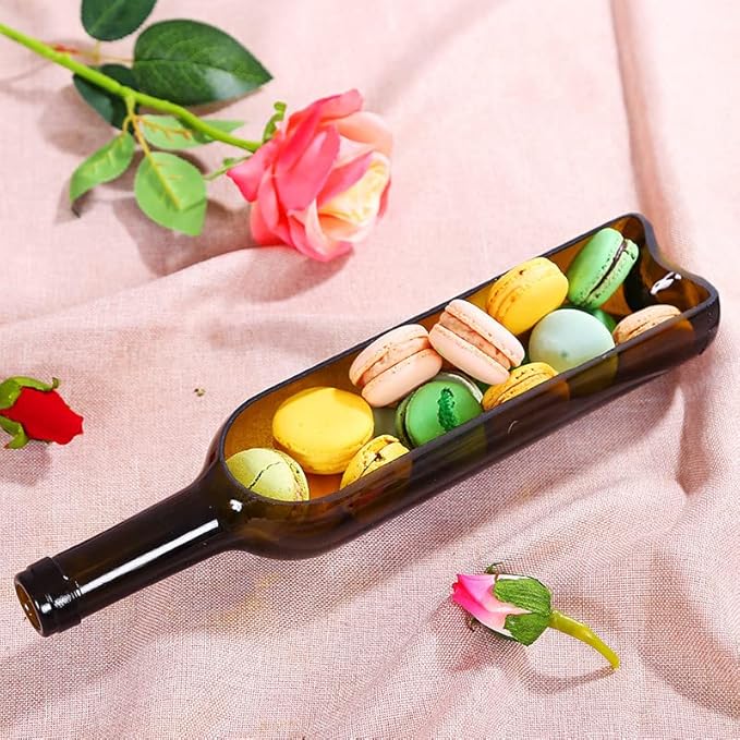 Wine Bottle Cutting pots, Succulent Planter,Flower Pot,Glass Candle Holder,Fruit Salad Tray Table Decoration Glass Art Crafts for Bar Cafe Restaurant(1PCS-Green)