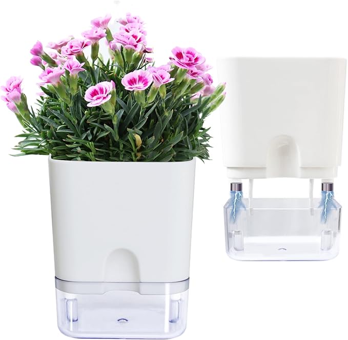 Self Watering Pots for Indoor Plants: African Violet Pots Planter with Visible Reservoir Self Watering Planter for Herb, House Plant Planting