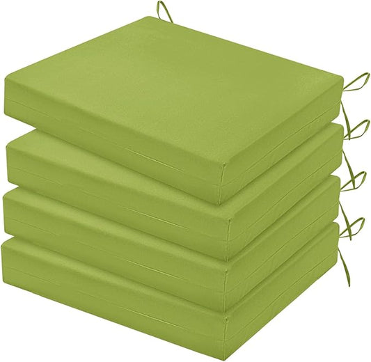 HARBOREST Outdoor Chair Cushions Set of 4, Water Resistant Patio Chair Cushions with Ties, Square Corner Outdoor Seat Cushions for Patio Furniture, 18.5"x16"x3", Grass Green