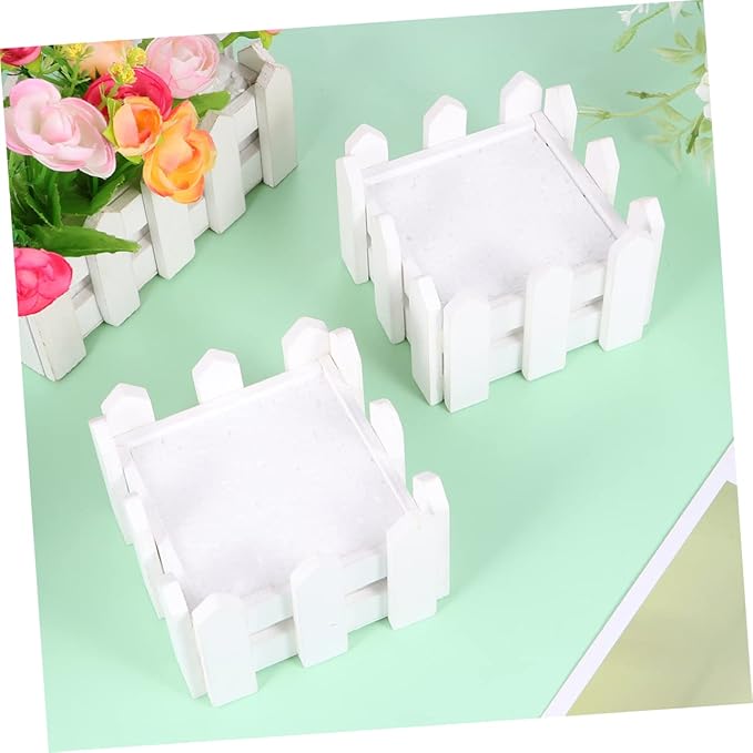 EXCEART 3Pcs Small Bamboo Wooden Flower Pots with Artificial Succulent Plants and Moss Fake Flowers Vase for Home Garden Tabletop Decor