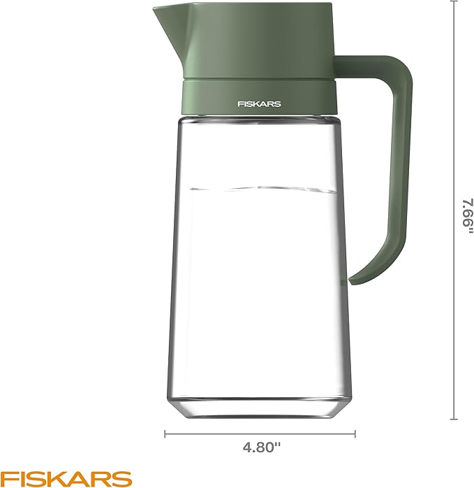 Fiskars Glass Watering Carafe for Indoor Plants – Easy-Fill Top Houseplant Watering Can, Drip-Free Narrow Spout, Small Plant Watering Pitcher, 0.5L/17 oz.