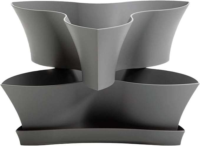 Bloem Collins 16" Charcoal Gray Stackable 2 Level Resin Garden Pot Planters for Herbs and Succulents, Made in USA
